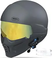 Bluetooth Motorbike Helmet Lightweight Offroad Helmet Personalized Jet Helmet with Removable Face Shield for Men Women Street Racing Motocross DOT/ECE Approved