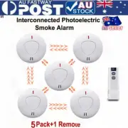 5PCS ANKA Smoke Alarms & Remote Wireless Interconnected Photoelectric Battery