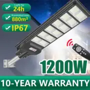 LED Solar Street Light w/Remote Garden Wall Lamp Industrial Security Road Bulb