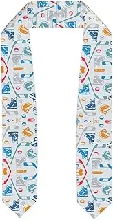 [SKKNT] Hockey Elements Creative Patterned Print Graduation Shawl Stole For Academic Commencements Honor Sash Congratulations Gift