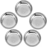 OKUMEYR 5pcs Disc Set Food Trays Jelly Pots with Lids Dip Serving Dish Cat Food Bowls Dip Cups Weighing Spoon Scale Serving Bowls Snack Bowls Saucer Plates Ramekin Stainless Steel Silver