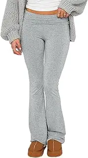 [Fawjsais] Flare Leggings for Women Skinny Fold Over Leggings Bootcut Yoga Pants Low Rise Sweatpants