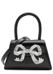 Self-portrait Bow Micro Glossed Leather top Handle bag - Black One Size