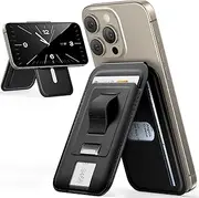 UGREEN for Magsafe Wallet, Magnetic Card Holder with Finger Loop Grip, Compatible with iPhone 16/15/14/13/12 Series, Mini Not Included, Black