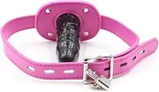 SM Lockable gag mouth gag with 10cm dildo gag, penis mouth plug gag gag mouth spreader BDSM mouth gag bondage flirting sex toy role play for women men couples(Pink Rosa)