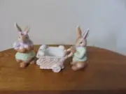 PartyLite Bertie & Bea Easter Bunny Rabbit Candle Holder P7329 Retired