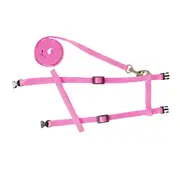 Adjustable Bunny Traction Rope RunningWalkingPet Rabbit Soft Harness Leash Pink