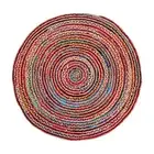 5' Round Handwoven Jute Chindi Area Rug - Colorful Round Boho Rugs for Living...