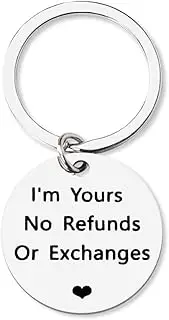 [YALLNASL] Valentines Day Gifts for Husband Boyfriend Anniversary Keychain Gifts for Girlfriend Wife Birthday Gifts for Fiancee Fiance Wedding Engagement Gifts for Couple I’m Yours No Refunds Keychain