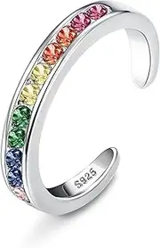 [Milacolato] 925 Sterling Silver Open Toe Rings for Women 18K White Gold Plated Arrow Heart Knot Infinity Link Adjustable Band Rings Finger Foot Jewelry