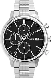 [Timex] Chicago Chrono 45mm Silvertone Case Black Dial SST Bracelet