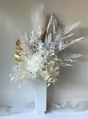 DRIED FLOWER ARRANGEMENT PRESERVED LOOK ARTIFICIAL FLOWERS DAHLIA PAMPAS GRASS