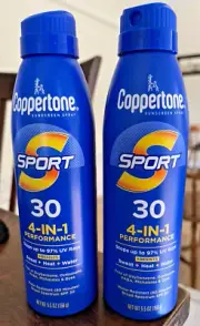 Lot of 2 Coppertone Sport Sunscreen Sunblock Spray SPF 70 5.5 Oz protector solar