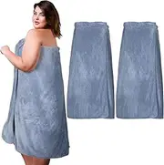 [Tigeen] 2 Pcs Women's Wrap Towel Spa Soft Robe Adjustable Closure Elastic Top Closure Bathrobe Lightweight Wraps for Shower