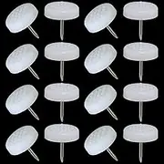 FMHXG 50PCS 19.5mm Nylon Nail in Furniture Glides for Wood Floors, White ABS Plastic Round Table Chair Leg Protectors, Non-Slip, Easy to Install