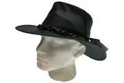 JACARU Full Grain Kangaroo Leather Breeze Cooler Hat Oil Skin Mesh Vent Outback