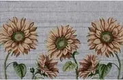 Set of 6 Same Kitchen Tapestry Placemats, 13" x 19", 5 SUNFLOWERS ON GREY, HC