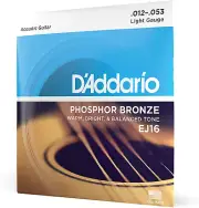 EJ16 Phosphor Bronze Acoustic Guitar Strings, Light, 12-53