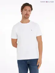 Tommy Hilfiger White Regular Fit Essential Solid 100% Cotton T-Shirt (AC2570) | $92