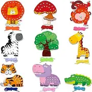 9 Lacing Cards: Double Sided Sewing Cards with 9 Jungle Animals and 9 Colorful Shoelaces, Imagination Toy for Preschool Kids
