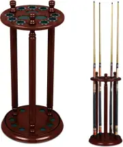Revolving Mahogany Cue Rack - Elegant 9 Pool Billiard Stick Holder Stand