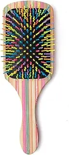 WINSUN Natural Bamboo Hair Brush, Natural Rainbow Bamboo Paddle Hair Brush with Colorful Nylon Pins, Good Massage and Anti Static Detangling Hair Brush for Woman, Girls and Kids, for All Hair Types.