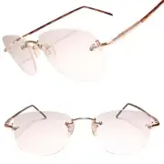 Classic Rimless Gold Square Bifocal 1.00 Reading Glasses Reader