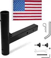JAWAL Flagpole Hitch Mount - Flag Holder for Truck, Trailer, SUV, RV - Universal for 2" Receiver - Rust-Proof, Heavy-Duty - Complete with Flag