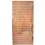 Laser Glitter Square Foil Fringe Curtain - Rose Gold