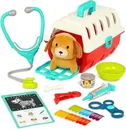 Battat – Mini Vet Playset (11pc) – Plush Dog & Carrier – Stickers & Checklist – Toy Stethoscope & Bone – 2 Years + – Puppy Care Vet Kit