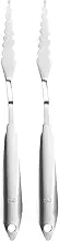 uxcell 2pcs Palette Knife Painting Tool 8.46" 304 Stainless Steel Small Serrated Spatula Painting Pallet Knives with Hole Design for Acrylic Canvas, Silver