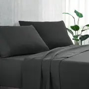 1 x Luxton Pure Plain Soft Sheet Set Slate Grey (Single, King Single, Double, Queen, King)