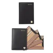 ⚡RARE⚡ PAUL SMITH Black Signature Stripe Card Holder Wallet *NEW W/TAGS*