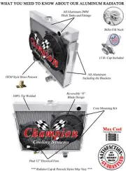 AL 2 Row Radiator Lowhose Pass 24",12" Fans for 1967-1970 Mercury Cougar XR7 (for: Ford)