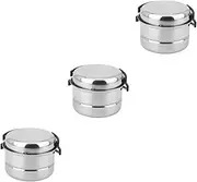 Kisangel 3 Sets 3pcs Stainless Steel Cookware Stainless Cookware Stanlesssteelcookware Portable Cookware Outdoor Cookware Set Picnic Pot Set Camping Cookware Camping Pots Portable Cooker