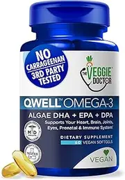 VEGAN OMEGA 3 - Better Than Fish Oil! Doctor Formulated, Plant Based, Algae DHA EPA DPA Supplement. Supports Heart, Brain, Joint, Prenatal & Immune System. No Carrageenan. 60 Lemon Vegetarian Capsules