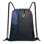 Drawstring Backpack Sports Gym Bag for Women Men Large Size With Two Zipper P...