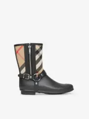 Burberry Strap Detail House Check Rubber Rain Boots