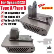 Adapter for Milwaukee for Makita 18V Battery to for Dyson DC31 34 35 44 Type A/B