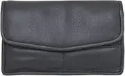 [Luigi] Women's Leather Clutch – 4, 2 Zipper Compartments,Card Holder Slots, Press Button Lock(Black), Compact, Black, Compact