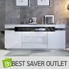 High Gloss Buffet Sideboard Cabinet Storage Cupboard w/2 Doors & 3 Drawers White
