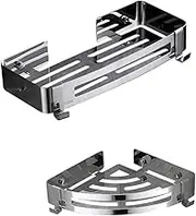 304 Stainless Steel Triangle Rack Bathroom Corner Rack Shower Shelf Hooks Minimalist Design
