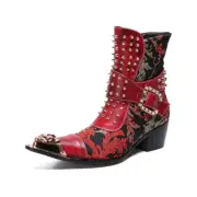 Men's New Fashion Pointy Toe Buckle Strap Ankle Boots Youth Leather Shoes