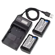 2 Battery +LCD USB Charger For Panasonic CGR-D08 CGR-D08A/1B CGR-D08R CGR-D08S