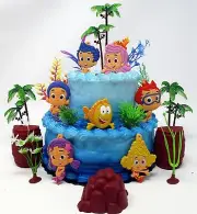 Bubble Guppies Deluxe Birthday Cake Topper Set with Gil, Bubble Puppy, Oona, and