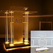 Pulpits for Churches, Led Church Pulpit Podiums with Casters, Transparent Acrylic Podium, Floor-Standing Lecterns, Rolling Church Pulpit, Podium Stand Portable for Speeches, Classroom, Clea