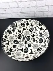 COCO & LOLA HALLOWEEN BATS SKULLS WITCH GHOST LARGE SERVING BOWL 10" STONEWARE