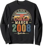 [X.Style] Retro 15th Birthday 15 Year Old Vintage March 2008 Decor Sweatshirt ds1319 Sweater (S) Black