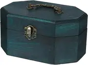 FUNOMOCYA Retro Wooden Desk Storage Box Carton Desktop Organizer Hinged Lid Portable Jewelry Box