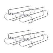 2PK Bartender Chrome Plated Undershelf 2-Rail Stemware Rack Organiser Silver